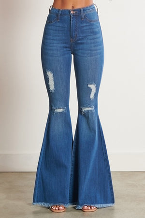 My Kind of High Waisted Distressed Flare