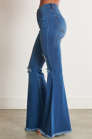 My Kind of High Waisted Distressed Flare
