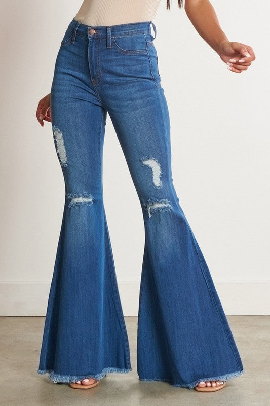 My Kind of High Waisted Distressed Flare
