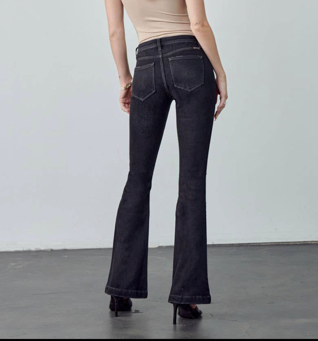 Mindy Mid-Rise Button Up Distress Flare